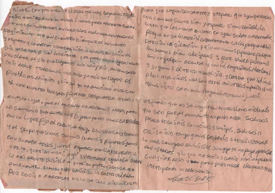 TIEMPO LA PUERTA: LA CARTA DEL SOLDADO DE MALVINAS QUE SE PUBLICÓ POR PRIMERA VEZ