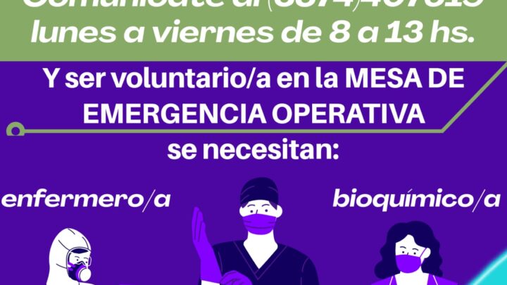RÍO PRIMERO ABRE CONVOCATORIA DE VOLUNTARIOS PARA LA MESA DE EMERGENCIA OPERATIVA