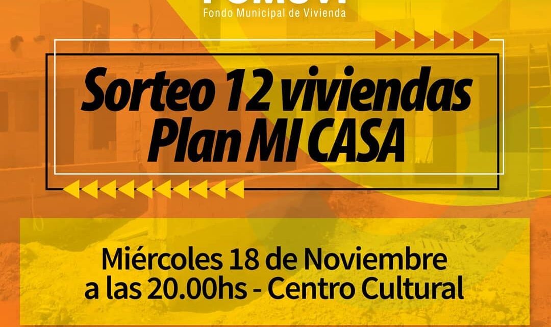 RÍO PRIMERO: EL MIÉRCOLES SORTEAN VIVIENDAS DEL PLAN MUNICIPAL RÍO PRIMERO: EL MIÉRCOLES SORTEAN VIVIENDAS DEL PLAN MUNICIPAL
