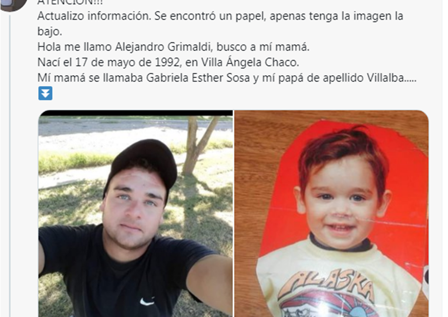Un joven de Vignaud encontró a su mamá a través de las redes. Ahora busca a su padre biológico
