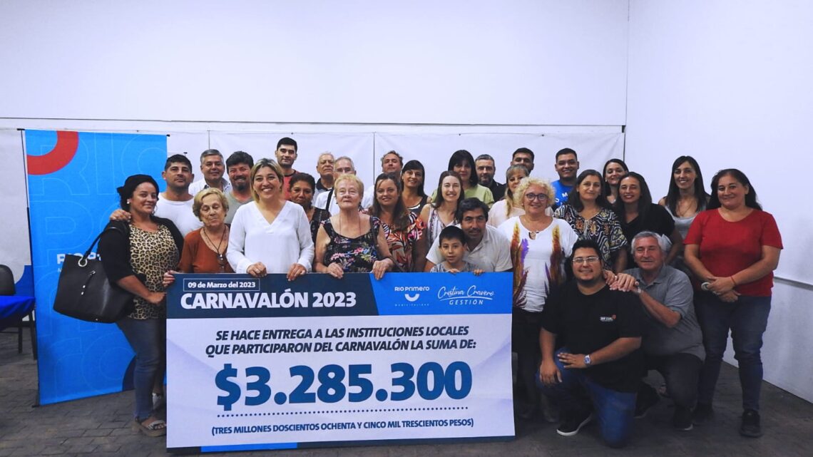 Río Primero: las instituciones obtuvieron $3.285.300 de ganancia en el “Carnavalon” organizado por la Municipalidad