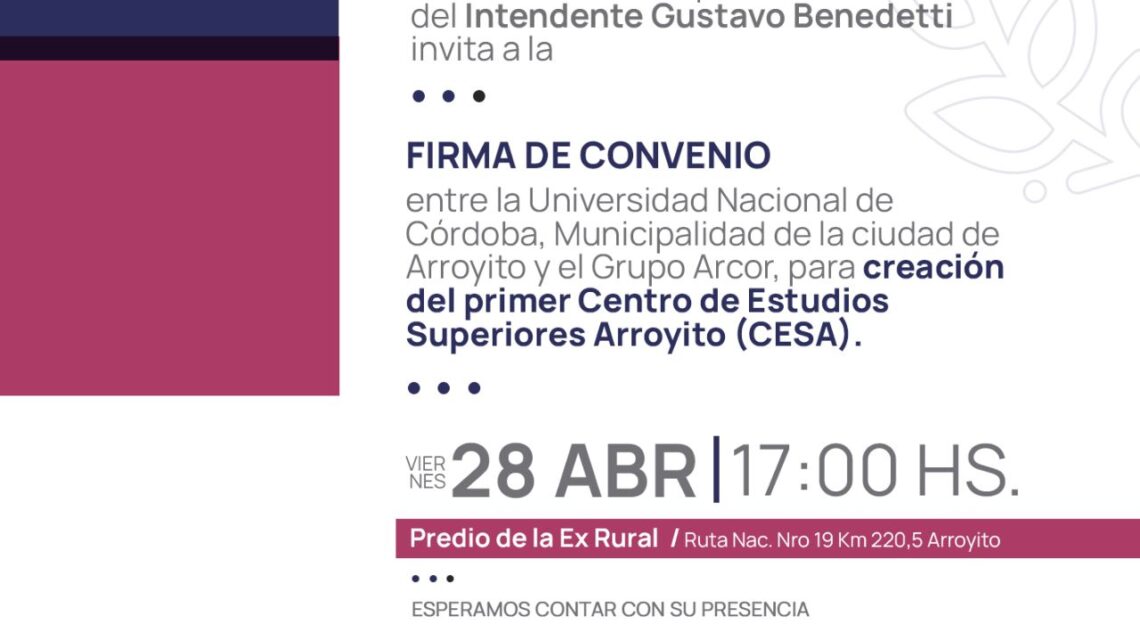 Arroyito: este viernes se oficializa la creación del Centro de Estudios Superiores