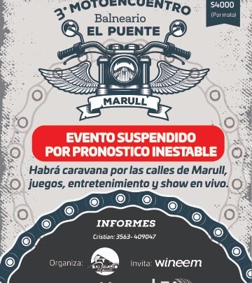 Marull: se postergó el motoencuentro programado para este fin de semana